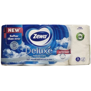 Zewa | Hartie igienica Deluxe Delicate Care, 3 straturi, 8 role
