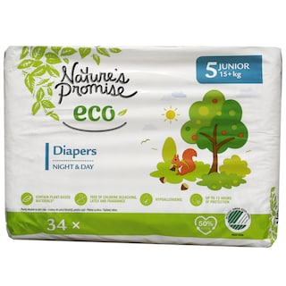 Nature's Promise Eco | Scutece bebelusi Marimea 5, 15+kg, 34 buc