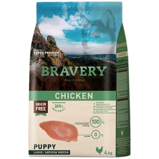 Bravery | Hrana uscata Puppy Large/Medium, Chicken 4kg