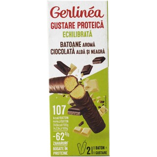 Gerlinea | Batoane proteice de ciocolata neagra cu ciocolata alba 62g