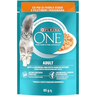 Purina One | Hrana umeda completa, pentru pisici adulte, cu pui si fasole verde in sos 85g