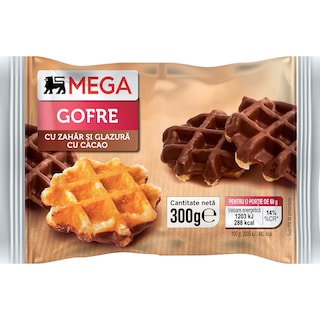 MEGA | Gofre cu zahar si glazura cu ciocolata 300g