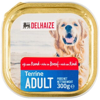 Delhaize | Terina cu carne de vita pentru caini adulti 300g