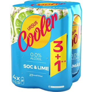 Ursus Cooler | Bere fara alcool cu suc de soc si lime 3+1 x 0.5L