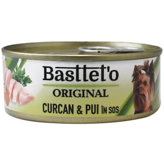 Bastteto | Hrana umeda pentru caini adulti, curcan si pui in sos 85g