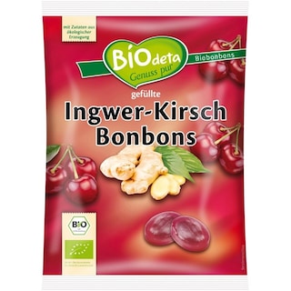 Biodeta | Bomboane bio cu ghimbir si cirese 75g