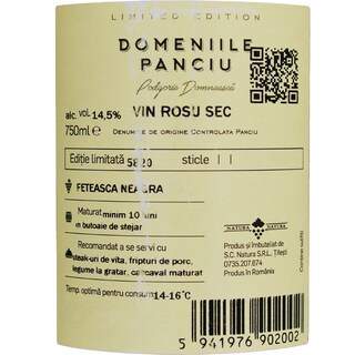 Domeniile Panciu | Vin rosu Feteasca Neagra 0.75L