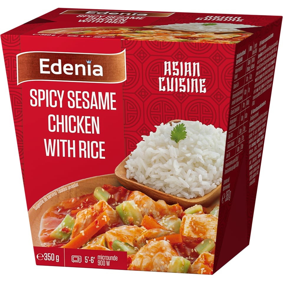 Edenia | Pui spicy cu susan si orez Jasmine 350g | Mega-image