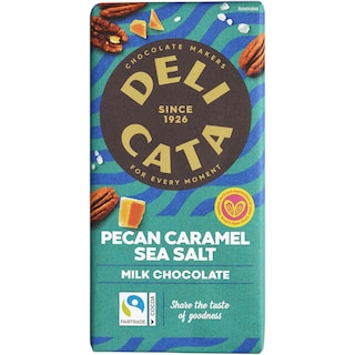 Delicata | Ciocolata cu lapte cu pecan, caramel si sare de mare 150g