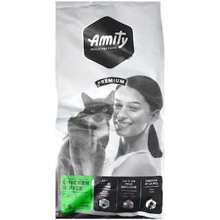 Amity | Hrana uscata pentru pisici, Adult, pui si orez 1.5kg