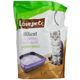 Lovepet | Silicat cu parfum de lavanda pentru pisici 3.8L
