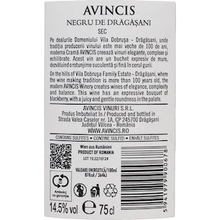 Avincis | Vin rosu sec Negru de Dragasani 0.75L