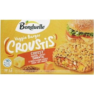 Bonduelle | Burger Cheesy Croustis cu dovleac, emmental si linte 2x120g
