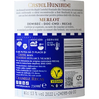 Castel Huniade | Vin rosu demisec Merlot 0.75L