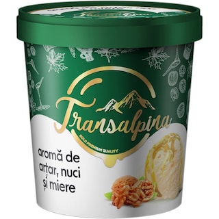 Transalpina | Inghetata cu aroma de artar, nuci pecan caramelizate si sos cu miere de albine 500g