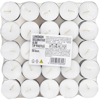 MEGA | Lumanari pastile albe, 50 bucati