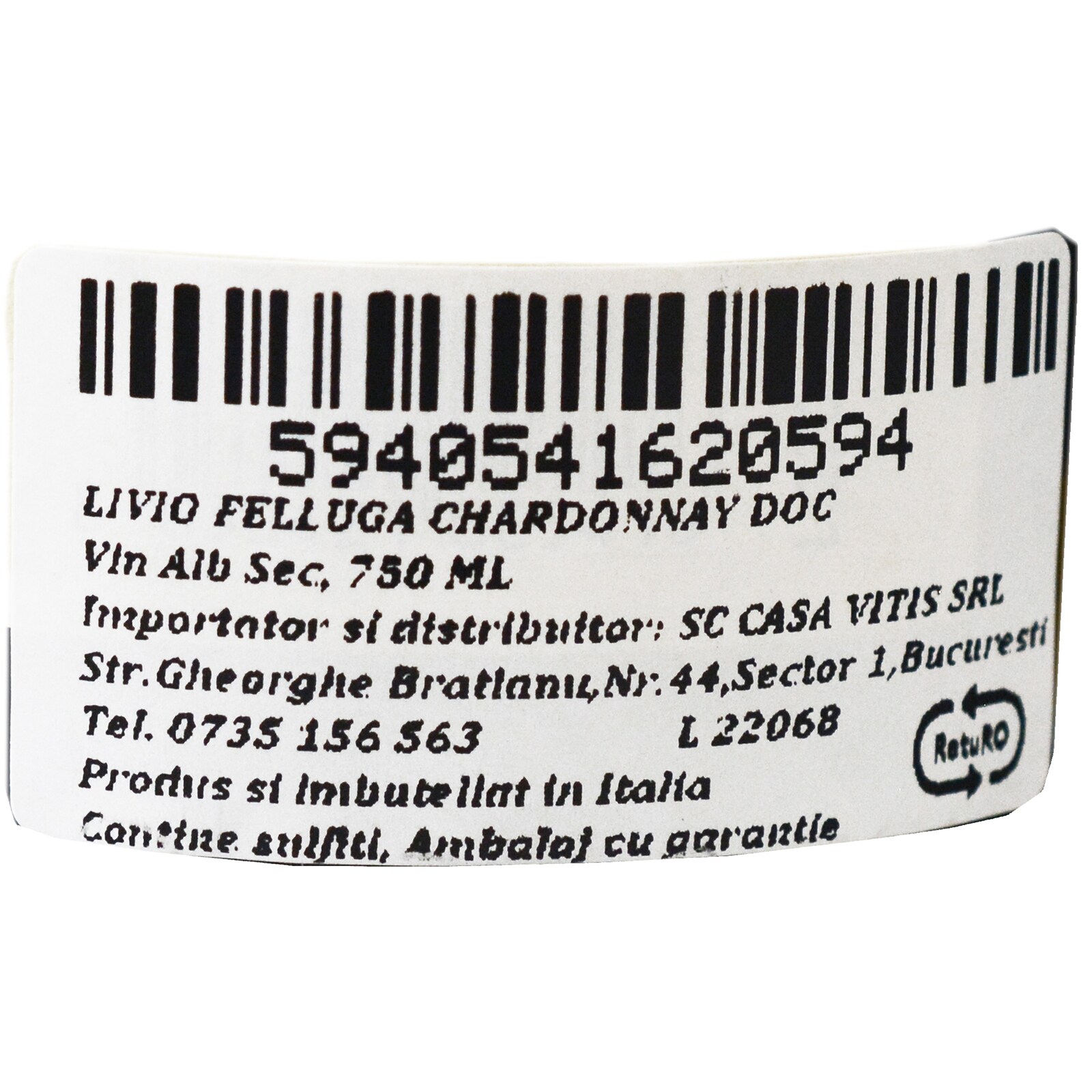 Livio Felluga | Vin alb sec Chardonnay 0.75L | Mega-image