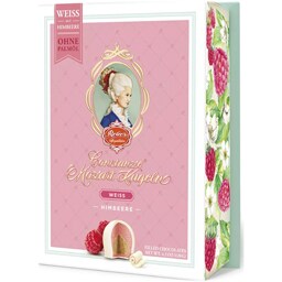 Praline cu ciocolata alba, martipan si zmeura 120g