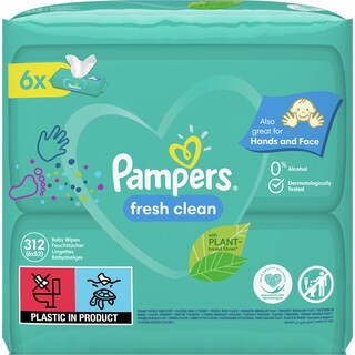 Pampers | Fresh Clean | Servetele umede pentru bebelusi 6x52 bucati