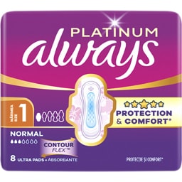 Always | Platinum | Absorbante marimea 1 Ultra Normal Plus, 8 bucati