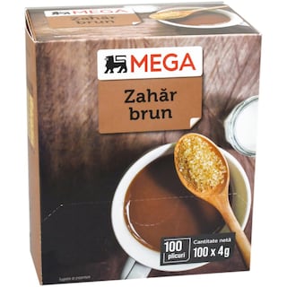 MEGA | Zahar brun pliculete 100x4g