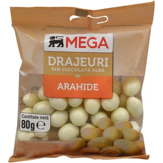 MEGA | Drajeuri din ciocolata alba cu arahide 80g