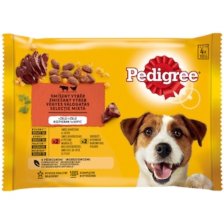 Pedigree | Pouch | Hrana completa pentru caini adulti, 2 cu vita si 2 cu pasare, 4x100g