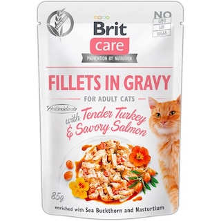 Brit Care | Hrana umeda pentru pisici file de curcan si somon in sos 85g
