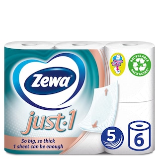 Zewa | Hartie igienica Just-1, 5 straturi, 6 role
