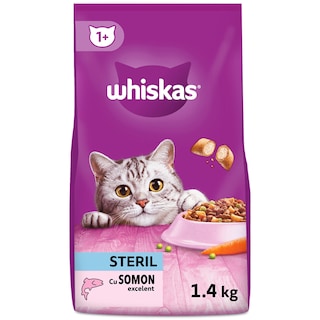 Whiskas | Hrana uscata pentru pisici sterilizate, cu somon 1.4kg