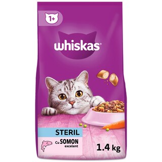 Whiskas | Hrana uscata pentru pisici sterilizate, cu somon 1.4kg