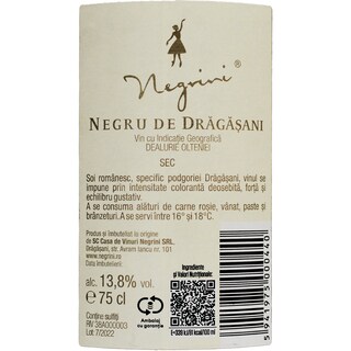 Negrini | Vin rosu sec Negru de Dragasani 0.75L