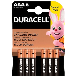 Duracell | Baterii alcaline AAA, 6 bucati