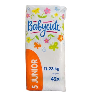 Babycute | Scutece bebelusi Marimea 5, 11-23 kg, 42 bucati