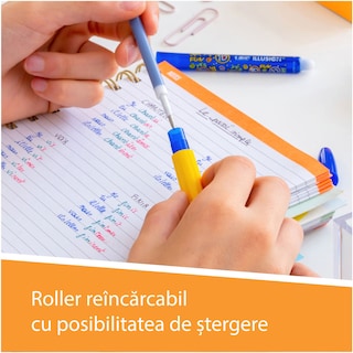 Bic | Roller cu gel termosensibil, varf mediu 0.7 mm, cerneala albastra + 2 rezerve