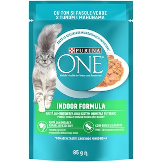 Hrana umeda pentru pisici adulte cu ton si fasole verde in sos 85g