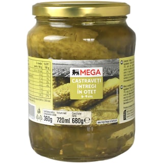 MEGA | Castraveti intregi in otet 6/9cm 680g