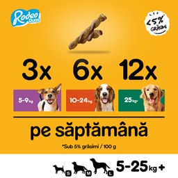 Pedigree | Recompensa pentru caini Rodeo Duos, aroma de pui si sunca 123g