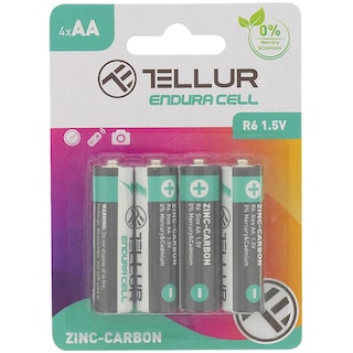 Tellur | Baterie Endura Cell, zinc-carbon, AA R6, 1.5V, 4 buc/set