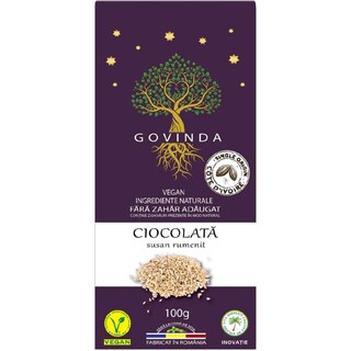 Govinda | Ciocolata susan rumenit, fara zahar adaugat 100g