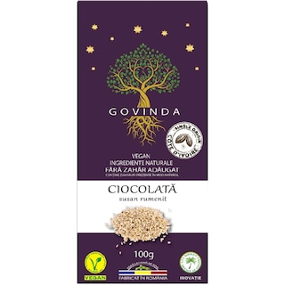 Govinda | Ciocolata susan rumenit, fara zahar adaugat 100g