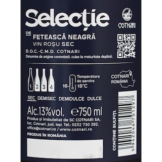 Cotnari | Selectie | Vin rosu sec Selectie de Feteasca Neagra 0.75L