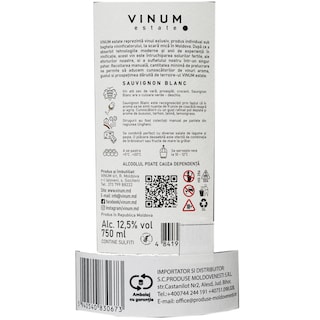 Vinum Estate | Vin alb sec Sauvignon Blanc 0.75L