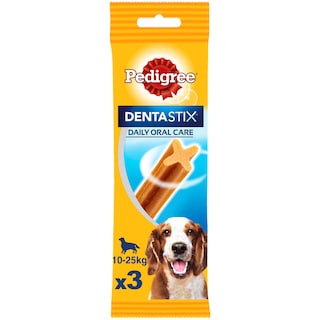 Pedigree | DentaStix | Hrana complementara pentru caini, 10-25 kg, 3 batoane, 77g