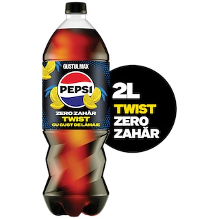 Pepsi | Twist Zero Zahar | Bautura racoritoare carbogazoasa cu suc de lamaie, cu indulcitori 2L