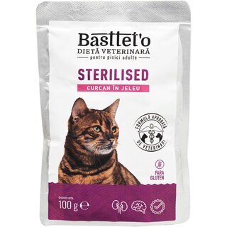 Bastteto | Hrana umeda pentru pisici sterilizate, curcan in jeleu 100g