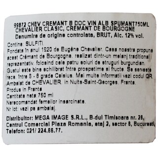 Chevalier Cremant de Bourgogne | Vin alb spumant 0.75L