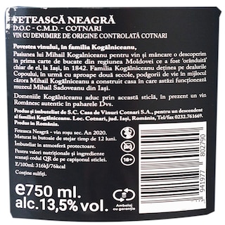 Domeniile Kogalniceanu | Vin rosu sec Feteasca Neagra 0.75L