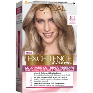 L'Oreal Paris | Excellence | Vopsea pentru par blond deschis cenusiu 8.1