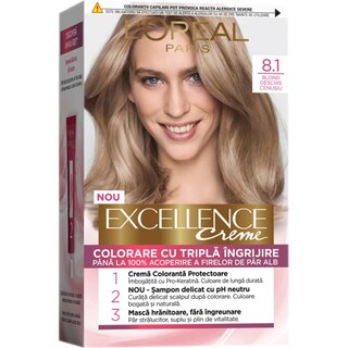 L'Oreal Paris | Excellence | Vopsea pentru par blond deschis cenusiu 8.1